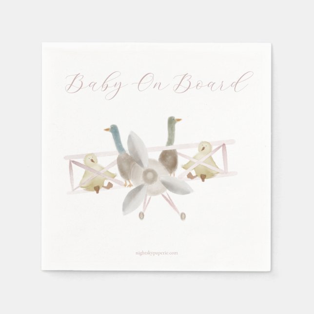 Pink Airplane Baby Shower Napkins Pappersservett (Framsidan)
