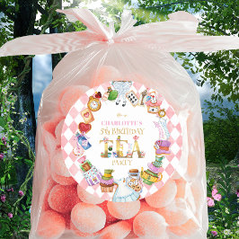 Pink Alice in Wonderland 5th Birthday   Runt Klistermärke