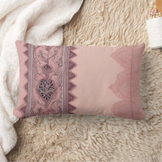 Pink and beige patterns AI art Lumbarkudde