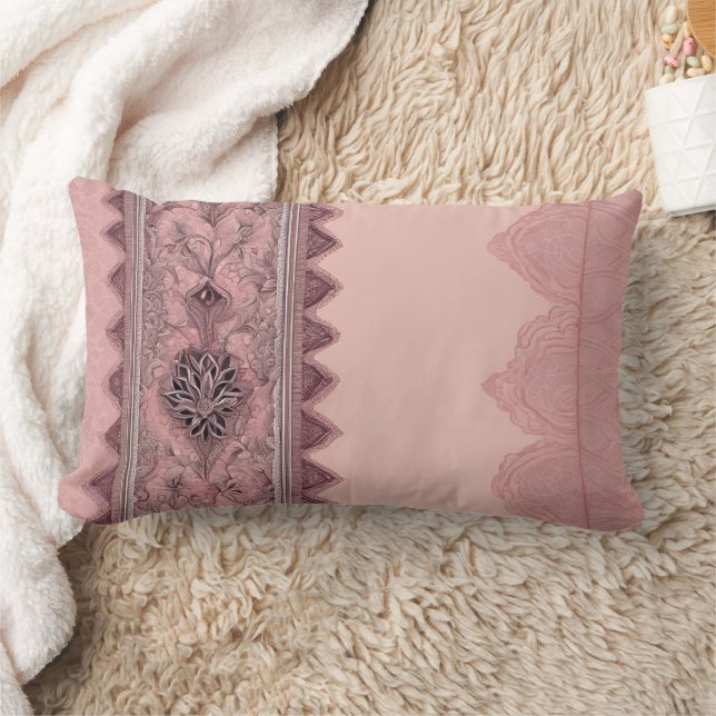 Pink and beige patterns AI art  Lumbarkudde (Filt)