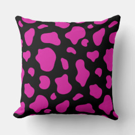 Pink and Black Cow Print Decorative Pillow Kudde