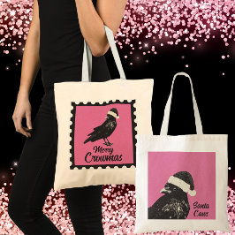 Pink and Black Gothic Crow Merry Crowmas Holiday Tygkasse