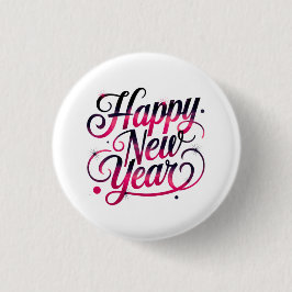 Pink and Black New Year 2026 Script Badge Knapp