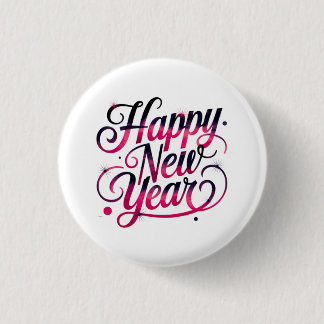 Pink and Black New Year 2026 Script Badge Knapp