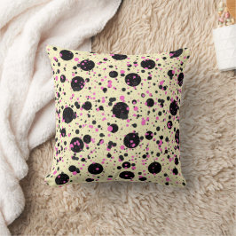 Pink and Black Polka Dot Pattern Kudde
