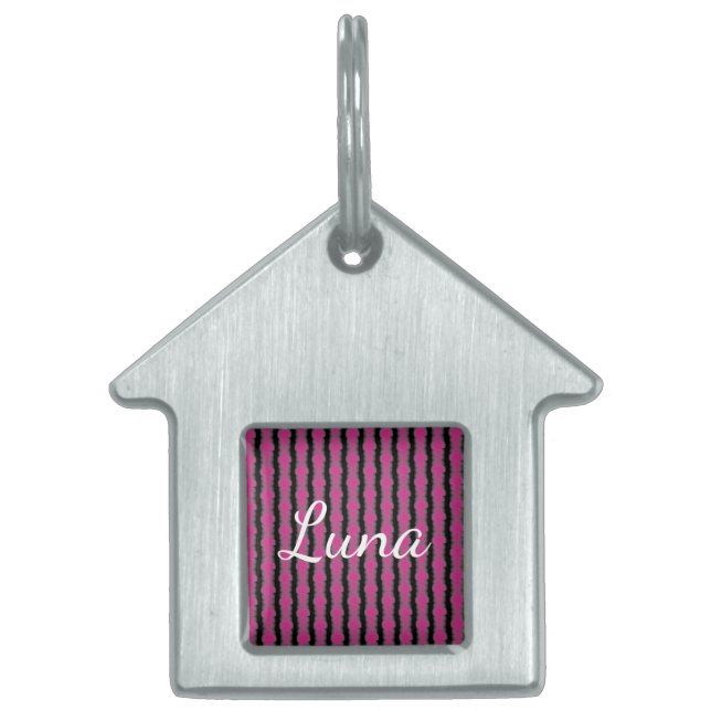 Pink and black tie dye ID-bricka husdjur (Framsidan)
