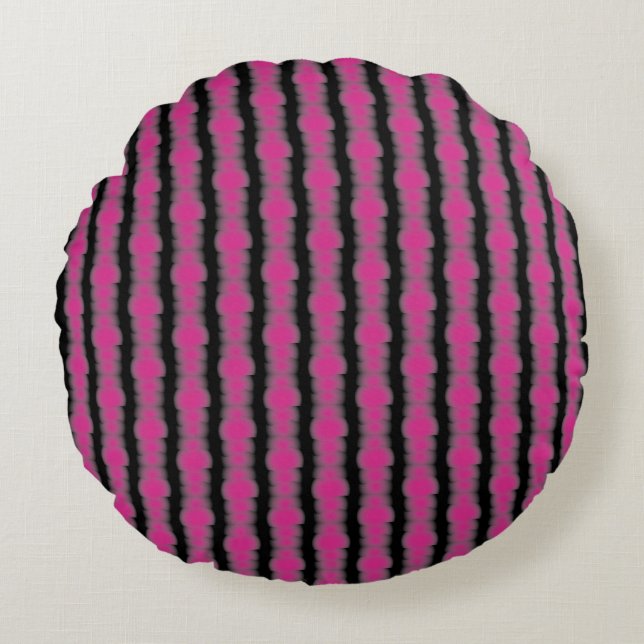 Pink and black tie dye rund kudde (Framsidan)