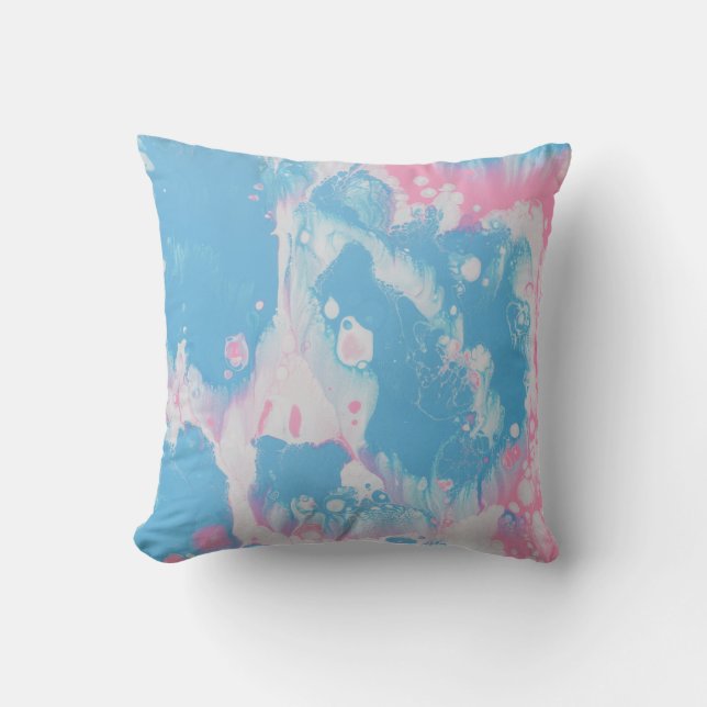 PINK AND BLUE ABSTRACT PAINTING KUDDE (Framsida)