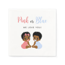 Pink and Blue Baby Napkins African American