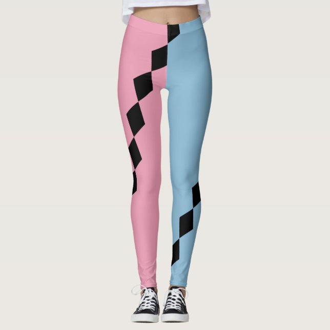 Pink and Blue Diamond Diagonal Leggings (Framsida)