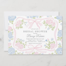 Pink and blue Floral Bridal Shower Invitation,  Inbjudningar