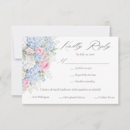 Pink and Blue Floral Garden Meal Choice Wedding OSA Kort