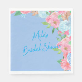 pink and blue floral pappersservett