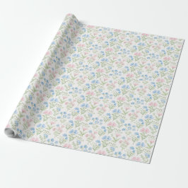 Pink and Blue Grandmillennial Floral Presentpapper