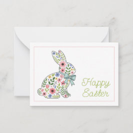 Pink and Blue Wildflower Easter Rabbit Anteckningskort