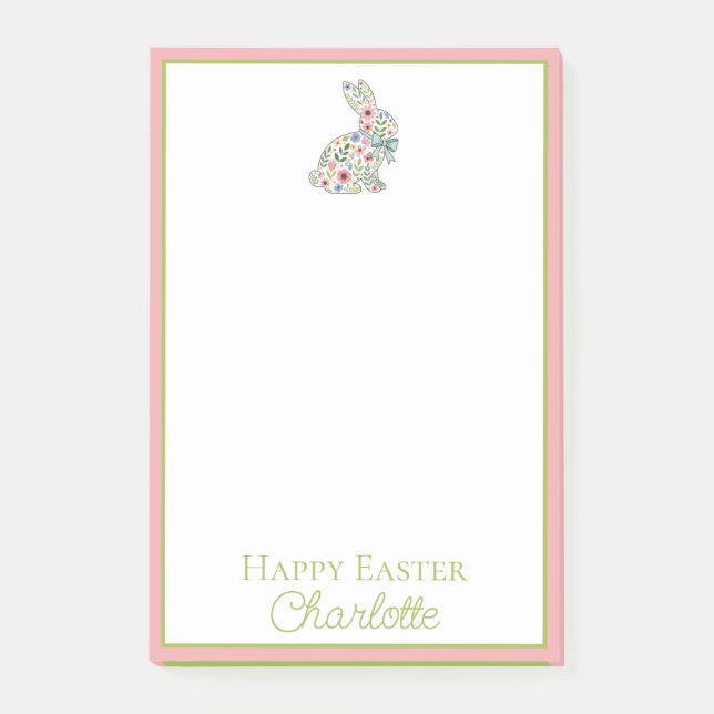 Pink and Blue Wildflower Easter Rabbit Post-it Block (Framsida)