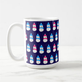 Pink and Blue Winter Snowmen Kaffemugg