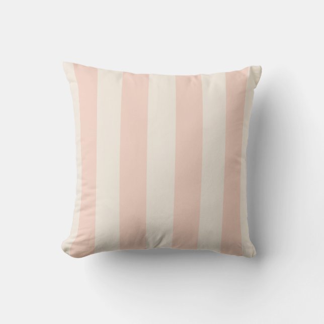 Pink and Cream Bold Stripe Kudde (Framsida)