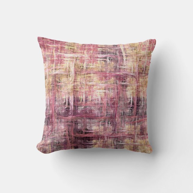 Pink and Cream Painted Fractal Kudde (Framsida)