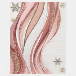 Pink and Gold Abstract Glitter Waves Blanket Fleecefilt
