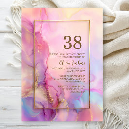 Pink and Gold Any Age Birthday Party Inbjudningar