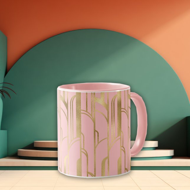 Pink and Gold Deco Dreams Mugg (Skapare uppladdad)