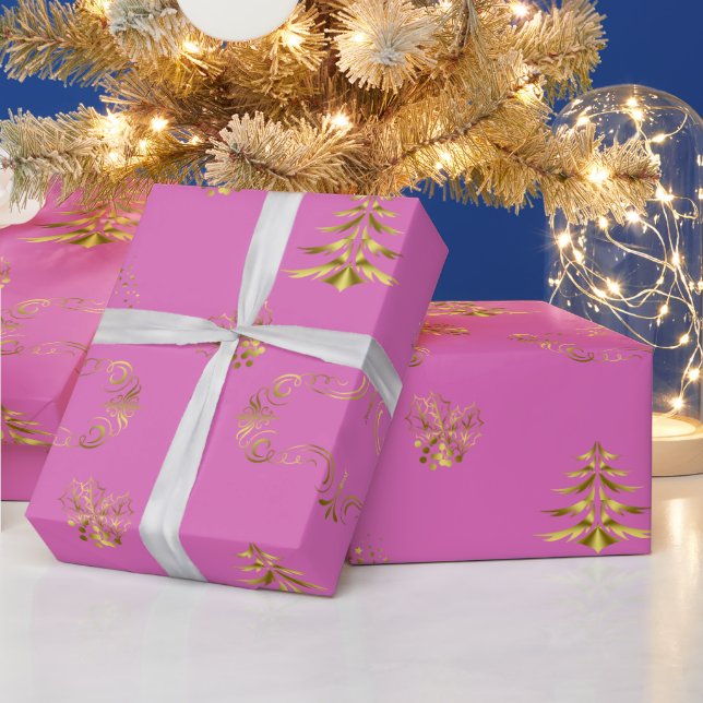 Pink and Gold Elegance Christmas Presentpapper (Helgdagar)