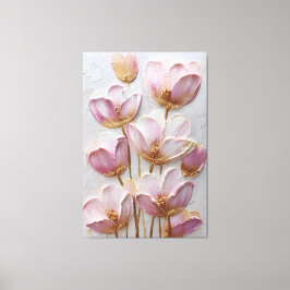 Pink and Gold Flowers Texture Abstract Wall Art Canvastryck
