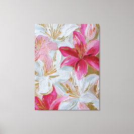 Pink and Gold Lily Texture Abstract Wall Art Canvastryck