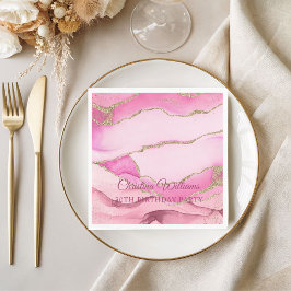 Pink and Gold Marble Birthday Party Pappersservett