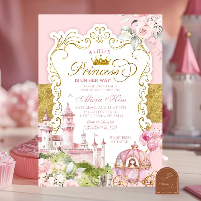 Pink and Gold Royal Princess Baby Shower  Inbjudningar (Skapare uppladdad)