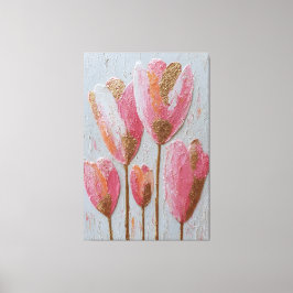 Pink and Gold Tulip Texture Abstract Wall Art Canvastryck