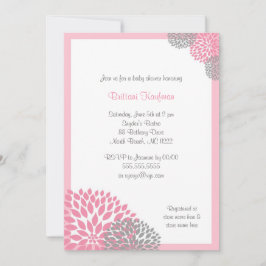 Pink and Gray Dahlia Baby Shower Invitation Inbjudningar