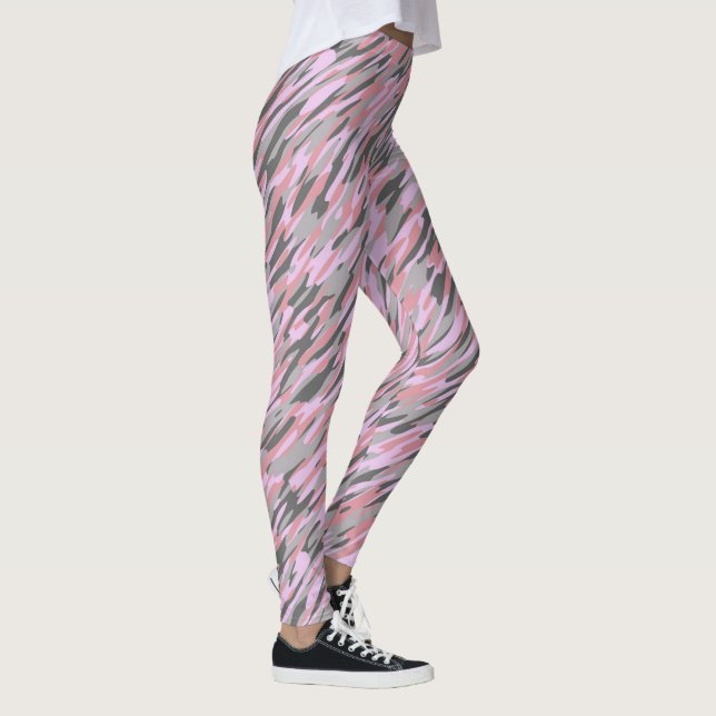 pink and gray green camo abstract leggings (Höger)