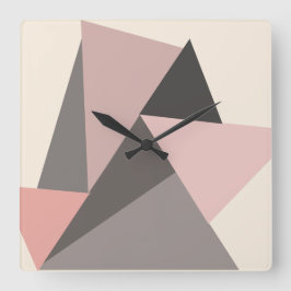 Pink and Gray Mid-century Modern Geometric Fyrkantig Klocka
