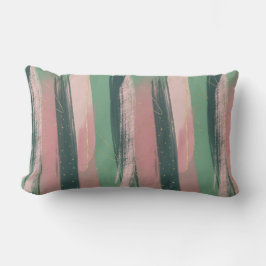 Pink and Green Brushstroke Striped Throw Pillow Lumbarkudde