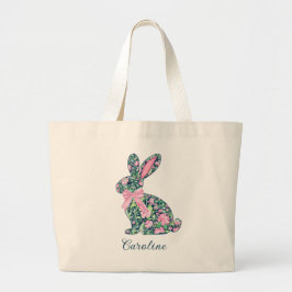 Pink and Green Chinoiserie Bunny With Bow Jumbo Tygkasse