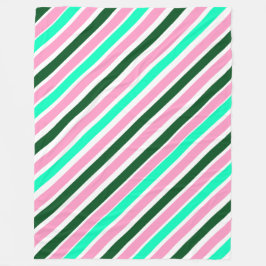 Pink and Green Christmas Candy Stripes  Fleecefilt