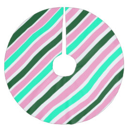 Pink and Green Christmas Candy Stripes  Julgransmatta Borstad Polyester