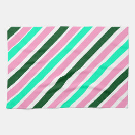 Pink and Green Christmas Candy Stripes  Kökshandduk