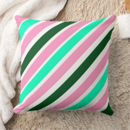 Pink and Green Christmas Candy Stripes  Kudde