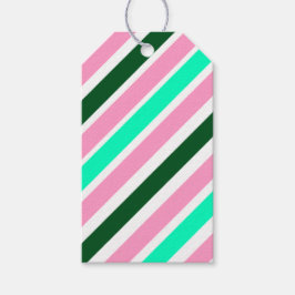 Pink and Green Christmas Candy Stripes  Presentetikett