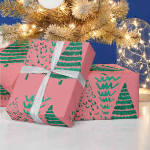 Pink and Green Christmas Trees Presentpapper