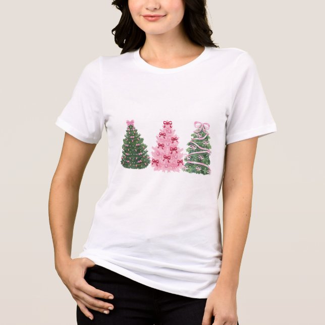 Pink and Green Christmas Trees #xmas #chritmas  T Shirt (Framsida)