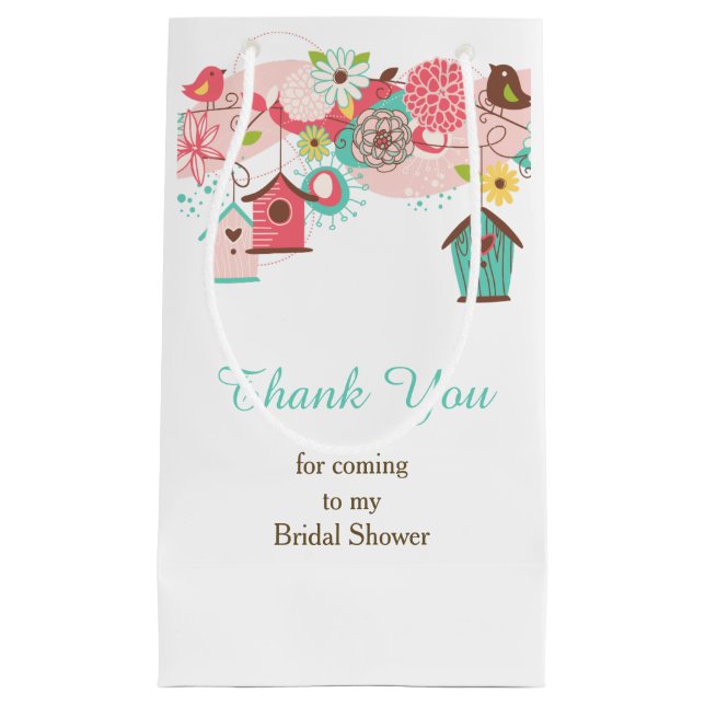 Pink and Green Floral Bird Cages Bridal Thank You (Framsidan)
