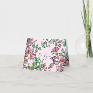 Pink and green flowers tack kort