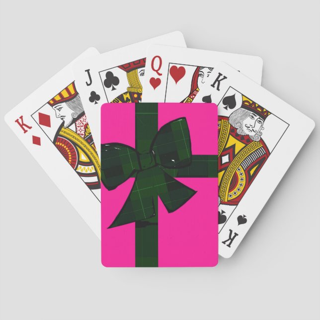 Pink and green gift wrap theme playing cards casinokort (Baksidan)