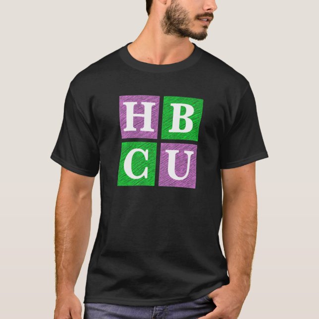 Pink and Green HBCU Block Letters   T Shirt (Framsida)