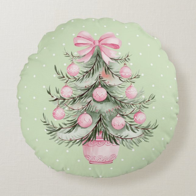 Pink and Green Rund Kudde (Framsidan)