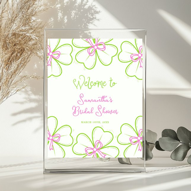 Pink and Green Shamrock Bridal Shower Welcome Sign Poster (Skapare uppladdad)